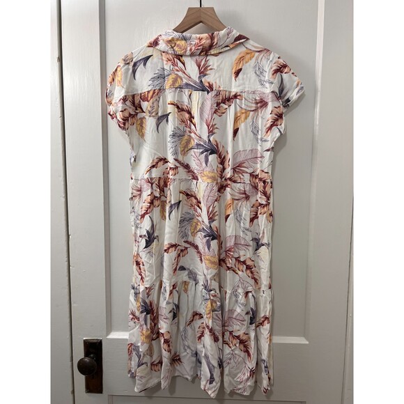 Cupio Women's Short Sleeve Floral Button Down Tiered Shirt Dress Rayon Size M - Picture 2 of 8